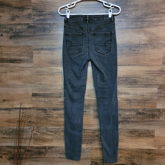 American Eagle Jeans 4 XL Jegging Sky High Super Stretch Black Wash Denim - Picture 2 of 11